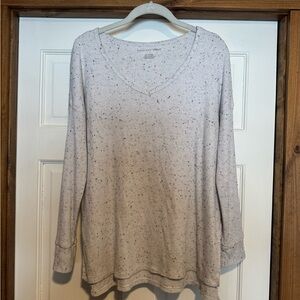 American Eagle Outfitters Speckled Cream Long Sleeve Top